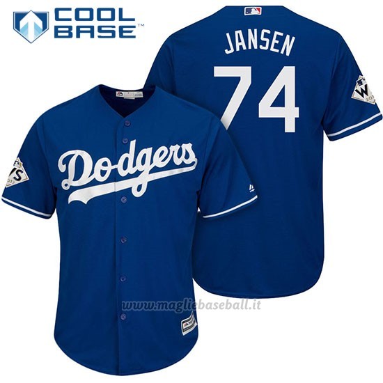 Maglia Baseball Uomo Los Angeles Dodgers 2017 World Series Kenley Jansen Cool Base